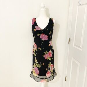 vintage against gravities black floral tank midi dress